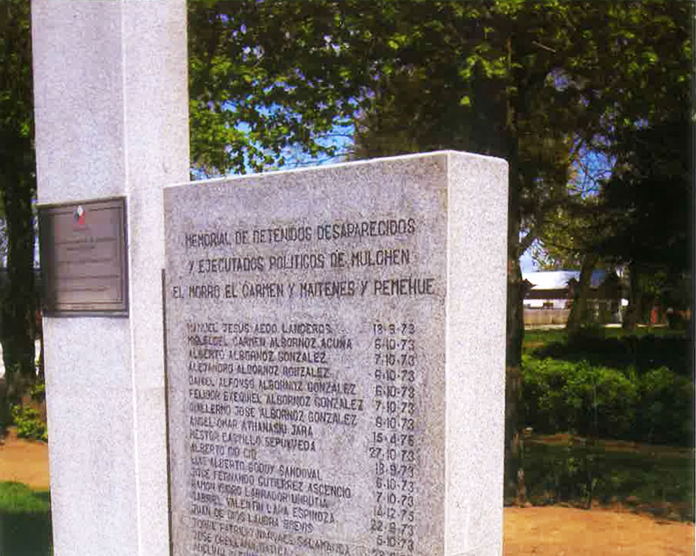 Trabajos de Reparación Memorial en Homenaje a los Detenidos Desaparecidos y Ejecutados Políticos de Mulchén 